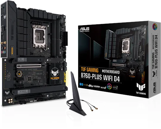 ASUS TUF GAMING B760-PLUS WIFI D4 Mainboard - Intel B760 - Intel LGA1700-Sockel - DDR4 RAM - ATX