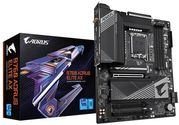 GIGABYTE B760 AORUS ELITE AX Mainboard - Intel B760 - Intel LGA1700-Sockel - DDR5 RAM - ATX